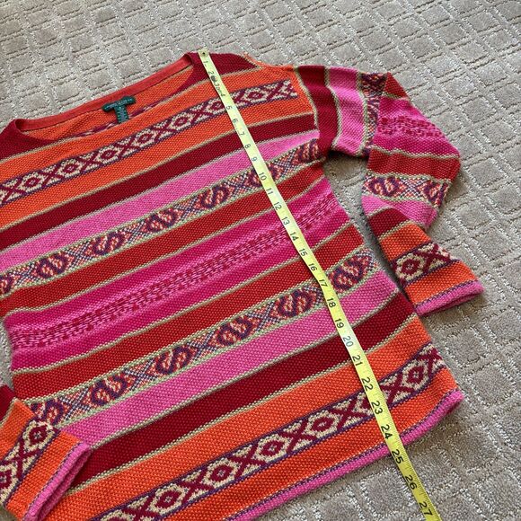 Ralph Lauren Linen Aztec Southwest Sweater Womens Small Colorful 90s Vintage - Picture 5 of 6
